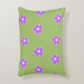 グリーンパープルレトロY2K花柄 アクセントクッション (正面(垂直))