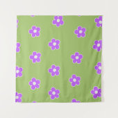 グリーンパープルレトロY2K花柄 タペストリー (正面(横))