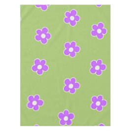グリーンパープルレトロY2K花柄 テーブルクロス