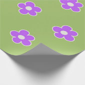 グリーンパープルレトロY2K花柄 ラッピングペーパー (角)