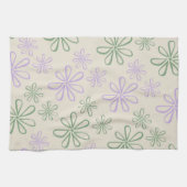 グリーンパープル熱帯フローラの夏 キッチンタオル (横)