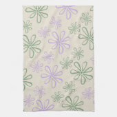 グリーンパープル熱帯フローラの夏 キッチンタオル (縦)