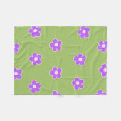 グリーンパープル熱帯フローラの夏 フリースブランケット (正面(横))