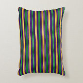グリーンパープル金ゴールドマルディグラストライプス アクセントクッション (正面(垂直))