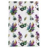 グリーンパープル金ゴールドマルディグラスマスク&フェザー ミディアムペーパーバッグ (裏面)