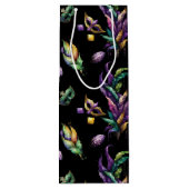 グリーンパープル金ゴールドマルディグラスマスク&フェザー ワインギフトバッグ (裏面)