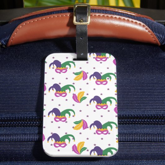 グリーンパープル金ゴールドマルディグラスマスク ラゲッジタグ (正面インサイチュ2)