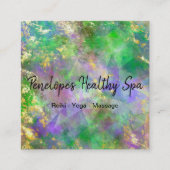 グリーンパープル金ゴールド抽象的 スクエア名刺 (正面)