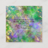 グリーンパープル金ゴールド抽象的 スクエア名刺 (裏面)