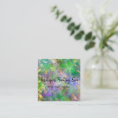 グリーンパープル金ゴールド抽象的 スクエア名刺 (スタンド正面)