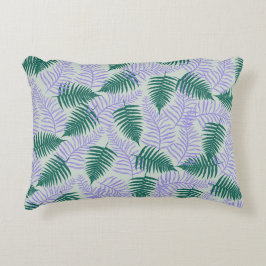 グリーンパープル離れファーンレトロ70s花柄 アクセントクッション