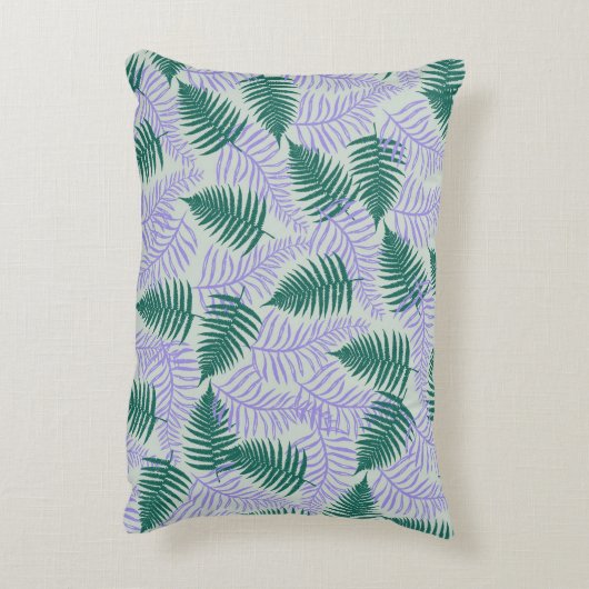 グリーンパープル離れファーンレトロ70s花柄 アクセントクッション (裏面(縦))