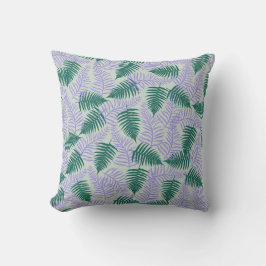 グリーンパープル離れファーンレトロ70s花柄 クッション
