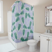グリーンパープル離れファーンレトロ70s花柄 シャワーカーテン (インサイチュ)