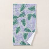 グリーンパープル離れファーンレトロ70s花柄 バスタオルセット (ハンドタオル)
