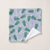 グリーンパープル離れファーンレトロ70s花柄 バスタオルセット (ウォッシュタオル)