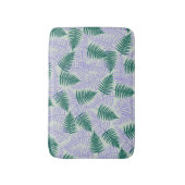 グリーンパープル離れファーンレトロ70s花柄 バスマット (正面縦)
