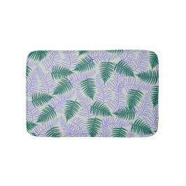 グリーンパープル離れファーンレトロ70s花柄 バスマット
