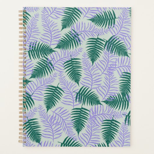 グリーンパープル離れファーンレトロ70s花柄 プランナー手帳 (正面)