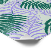 グリーンパープル離れファーンレトロ70s花柄 ポスター (コーナー)