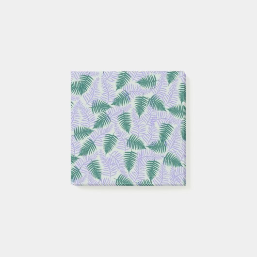 グリーンパープル離れファーンレトロ70s花柄 ポストイット (正面)