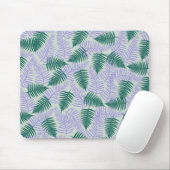 グリーンパープル離れファーンレトロ70s花柄 マウスパッド (マウス)