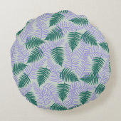 グリーンパープル離れファーンレトロ70s花柄 ラウンドクッション (裏面)