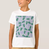 グリーンパープル離れファーンレトロ70s花柄 tシャツ (正面)