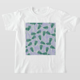 グリーンパープル離れファーンレトロ70s花柄 tシャツ