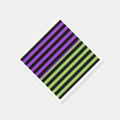 グリーンパープル&ブラックハロウィンストライプパーティー スタンダードカクテルナプキン (角)