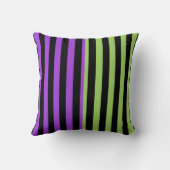 グリーンパープル&ブラックハロウィンストライプ クッション (裏面)