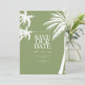 グリーンパームの木のトロピカル結婚ト セーブザデート (スタンド正面)