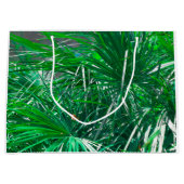 グリーンパームの木の植物の葉パステル ラージペーパーバッグ (正面)