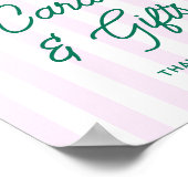 グリーンパームズピンクストライプのカードとギフト ポスター (角)