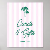 グリーンパームズピンクストライプのカードとギフト ポスター (正面)