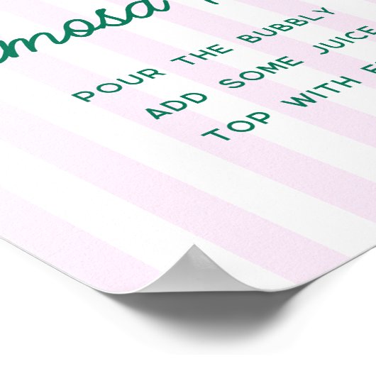 グリーンパームズピンクストライプ色ミモザバー ポスター (角)