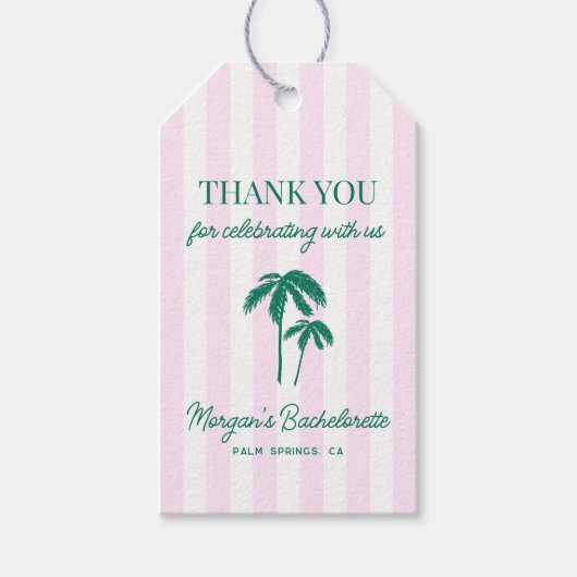 グリーンパームズピンクストライプ色 ギフトタグ (正面)