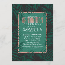 グリーンパームツリーの葉 ブラックローズ ゴールド 卒業