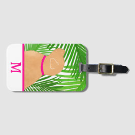 グリーンパームツリーアイランドブラックドッグラゲージタグ ラゲッジタグ