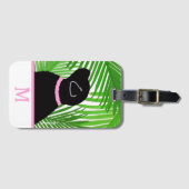 グリーンパームツリーアイランドブラックドッグラゲージタグ ラゲッジタグ (正面横)