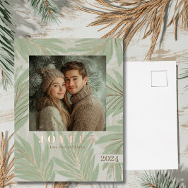 グリーンパームツリークリスマス 箔シーズンポストカード