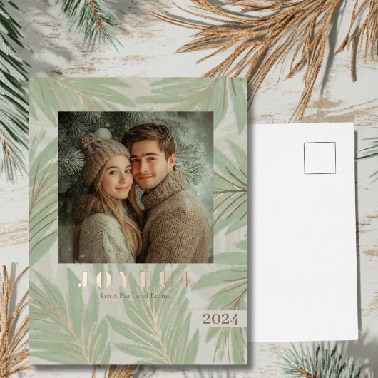 グリーンパームツリークリスマス 箔シーズンポストカード