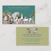 グリーンパームツリーファーム動物キャットドッグバードペット 名刺 (正面/裏面)