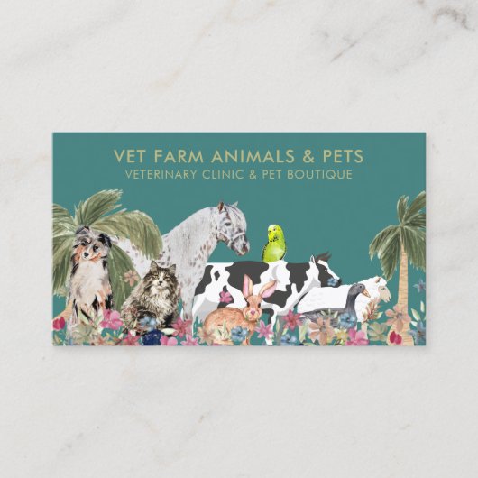 グリーンパームツリーファーム動物キャットドッグバードペット 名刺 (正面)