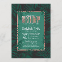 グリーンパームツリー葉バラブラック金ゴールド誕生日