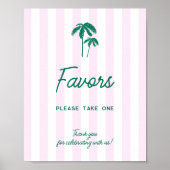 グリーンパームピンクストライプのギフト ポスター (正面)