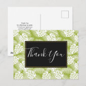 グリーンパームリーフの熱帯雨林パターン サンクス ポストカード (正面/裏面)