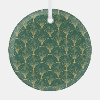 グリーンパームリーフアールデコ ガラスオーナメント