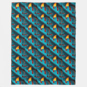 グリーンパームリーフパターン フリースブランケット (正面)