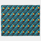 グリーンパームリーフパターン フリースブランケット (正面(横))